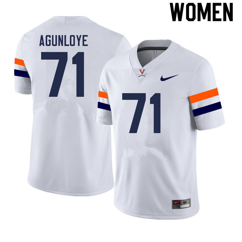 Women #71 Olasunkonmi Agunloye Virginia Cavaliers College Football Jerseys Sale-White - Click Image to Close